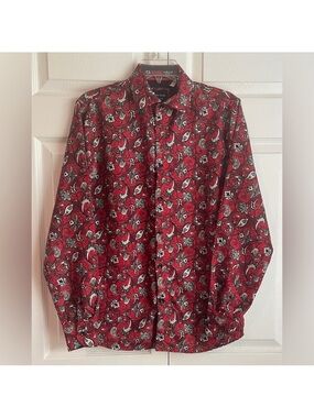 Silver Stone Collection Men’s Red Paisley Button Up Shirt Size Small Modern Fit